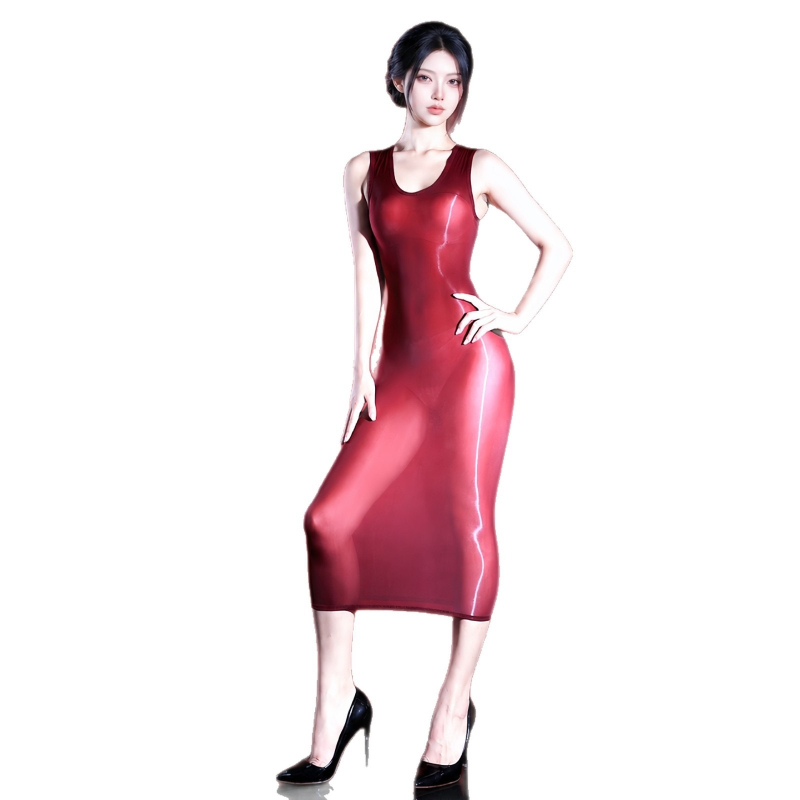 Sexy Mesh Sheer Bodycon Dress - Gaun Seksi Wanita Tanpa Lengan, Lingerie