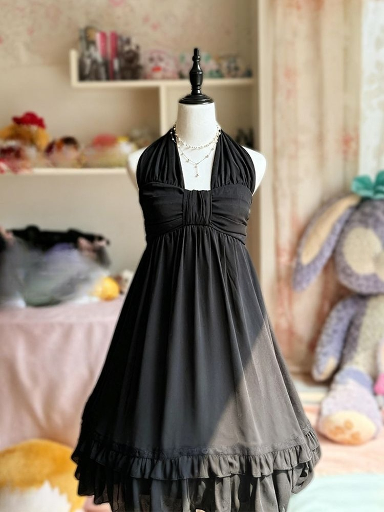 Gaun Midi Halter Elegan Vintag - French Vintage Floral Midi Dress ulasan dan harga