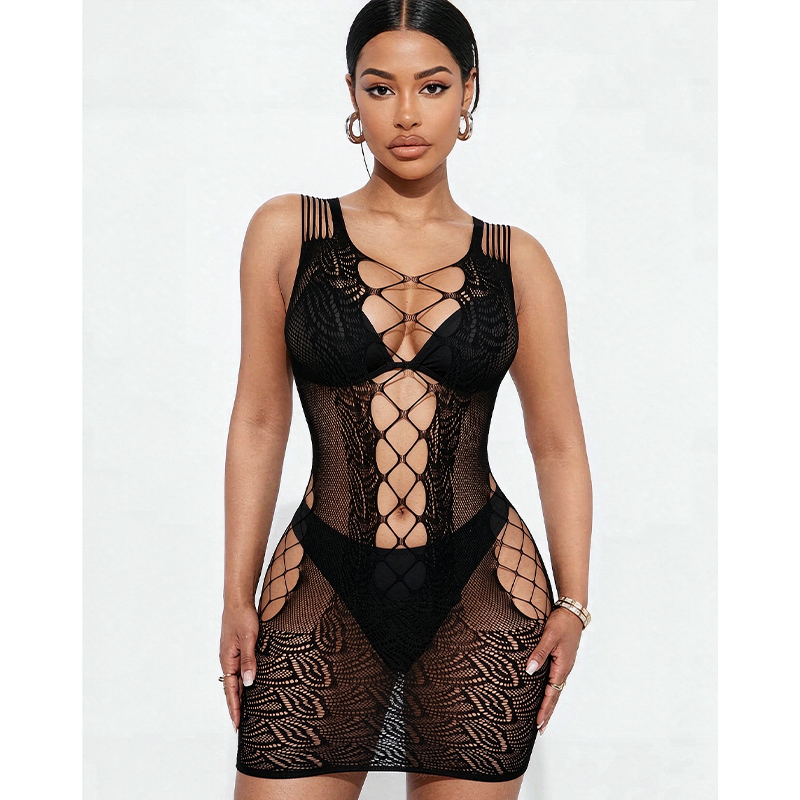 Pakaian Tidur Lingerie Seksi W - Sexy Mesh Sheer Bodycon Dress ulasan dan harga