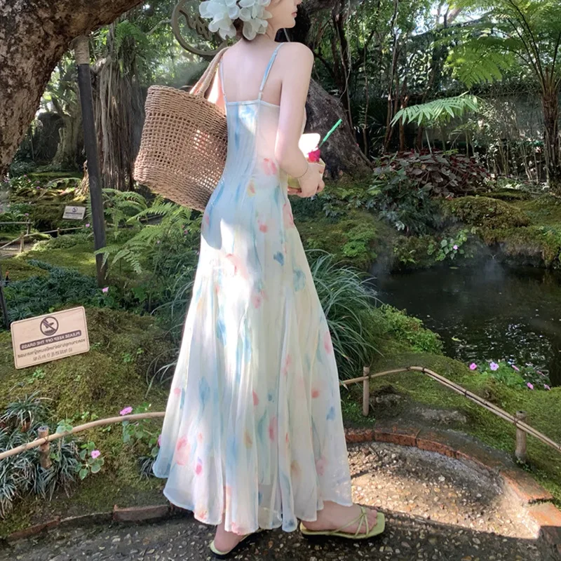 Gaun Midi Jepang Y2k Manis Kaw - French Vintage Floral Midi Dress ulasan dan harga