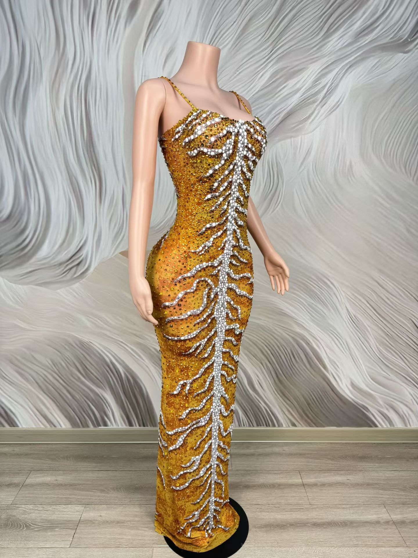 Gaun Panjang Elegan Berbahan S - Sparkly Rhinestone Club Party Dress ulasan dan harga